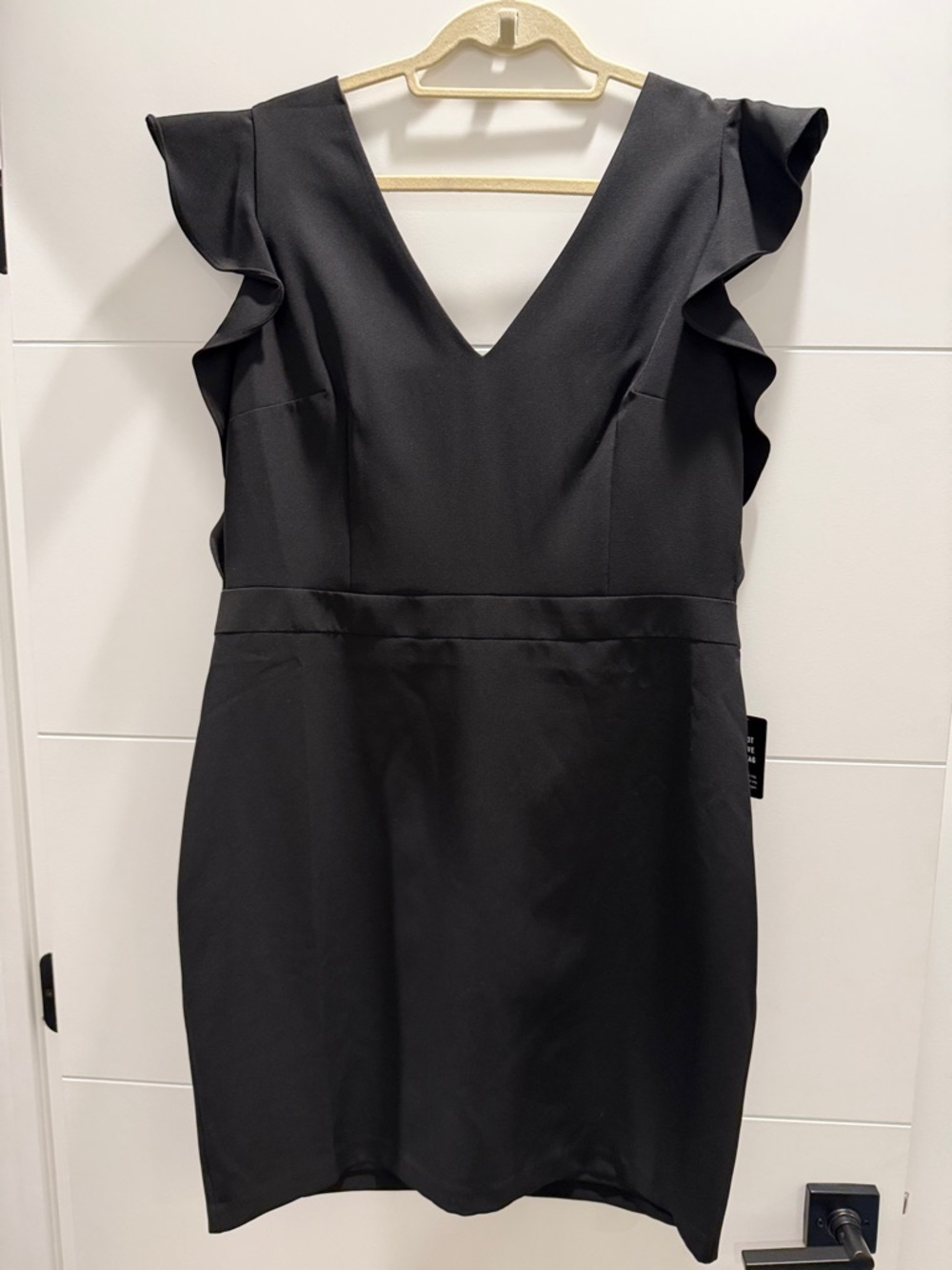 Express Black V-Neck Ruffle Sleeve Mini Dress